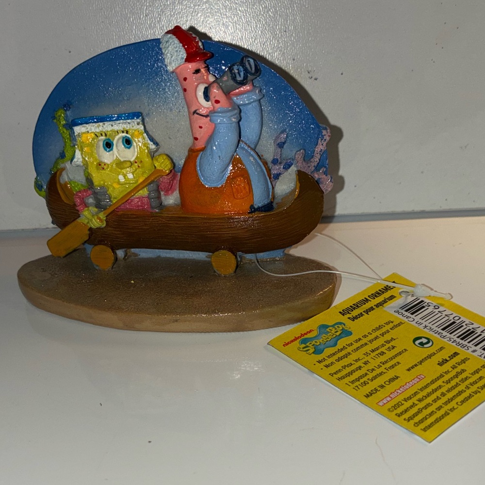 Penn-Plax SpongeBob & Patrick On Canoe Aquarium Ornament